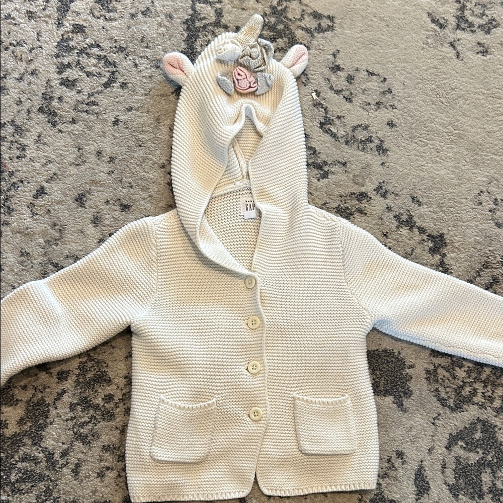 GAP Cream Knit Hoodie with Animal Ears